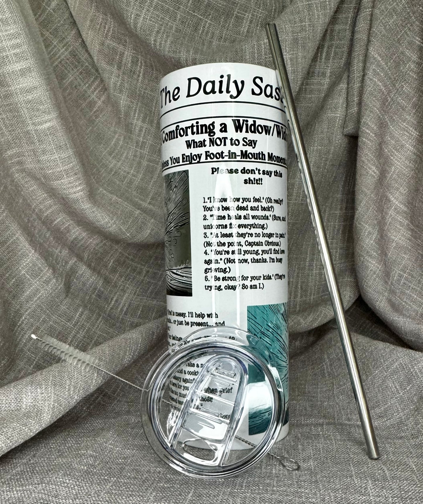 The Daily Sass- Foot-in-Mouth Edition: 20 oz Metal Skinny Straight Custom Tumbler