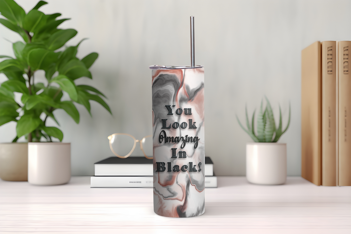 Midnight Warrior: 20 oz Skinny Straight Custom Metal Tumbler