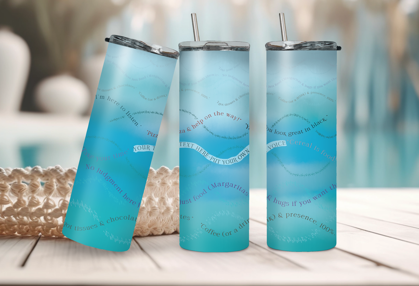 Widows Wave: 20 oz Skinny Straight Custom Metal Tumbler